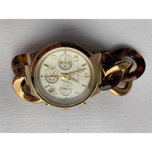 MICHAEL KORS LADIES MK4222 RUNWAY YELLOW GOLD STEEL CHAIN BRACELET WATCH-WORKS! - Picture 6 of 10